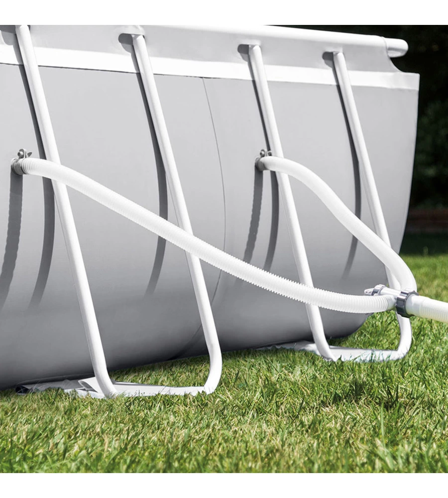 PISCINA FUORI TERRA CON STRUTTURA OVALE INTEX "PRISMA" CON POMPA FILT GRIGIO CHIARO 610X305X122 CM - COD. 26798NP